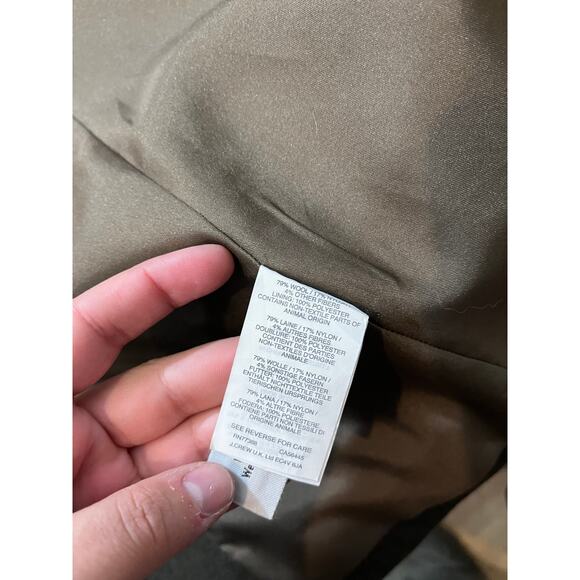 J.CREW Melton Wool Designer Italy Forest Army Green Toggle Long Coat Jacket 0 - Picture 8 of 9